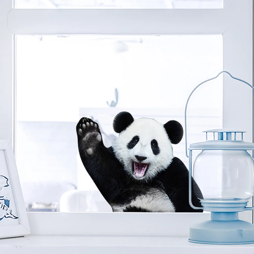 Cartoon Panda Say Hello Wall Stickers For Kids Baby Room Background Bedroom Decoration Wallpaper Home Decor Glass Window Decals