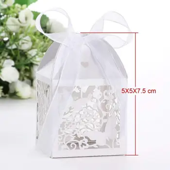 

50pcs Fancy Butterfly Flower Hollow Laser Cutting Candy Box Wedding Favors Ferrero Gifts Box For Party Decor Supplies Favors Bag