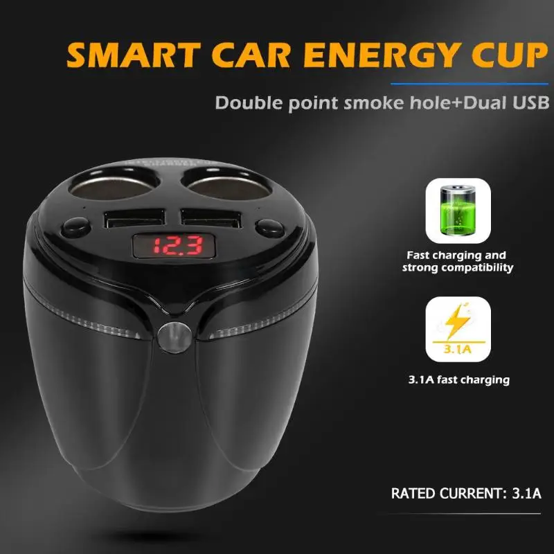 P10 автомобильный прикуриватель разветвитель 3.1A двойной USB зарядное устройство адаптер питания дизайн двойного отверстия дыма для удовлетворения спроса
