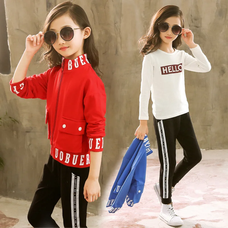 

Childrenswear Girls Fashionable Three-piece Set Autumn 2019 New Style CHILDREN'S Suit Spring And Autumn Big Boy Clothes Fashion