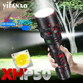 

5000Lumens Profession Tactical led Flashlight USB Rechargeable 18650 26650 battery torch waterproof hunting light XML2 XHP50.2