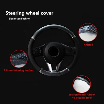 

Auto Steering Wheel Cover Interior Carbon Fiber Black 4 Season Accessories