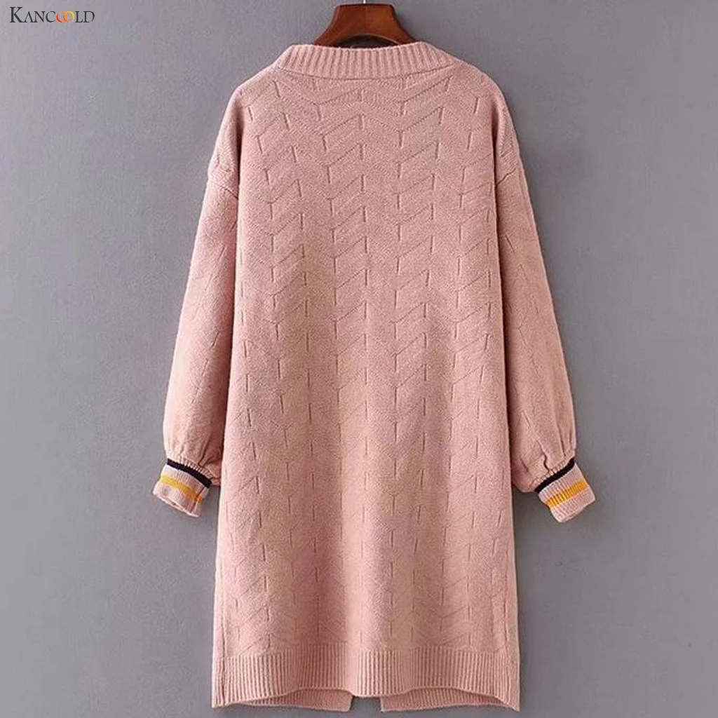 KANCOOLD пальто Женская мода сплошной цвет свитер кардиган стежка свободный длинный рукав карман новое пальто и куртки для женщин 2019Oct30