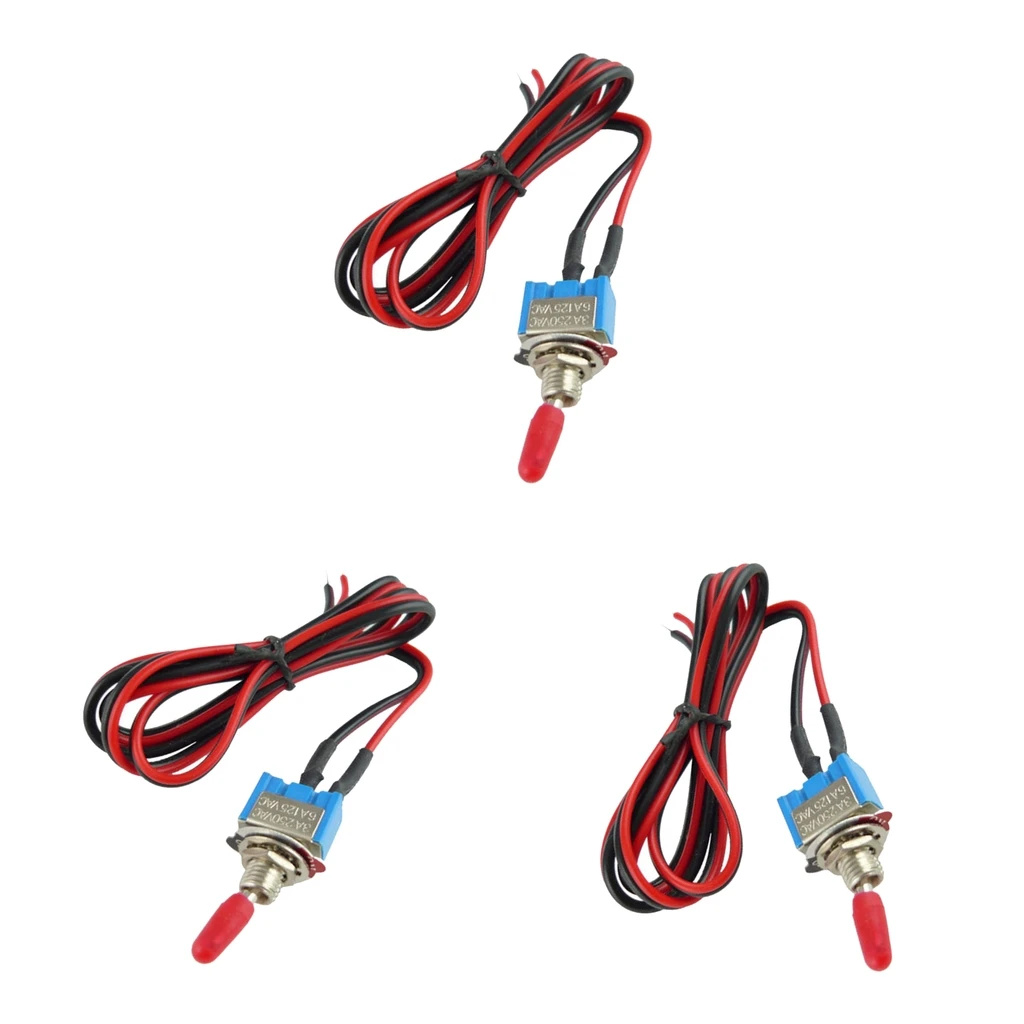 3x On/Off Mini Toggle Switch Pre Wired 24Inch 3Amp Security Alarm Pre-Wired
