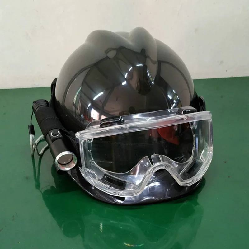 Спасательный шлем F1+ очки+ фонарик для фар аварийный спасательный костюм для защиты головы ночной спасательный шлем с подсветкой - Цвет: Have a battery