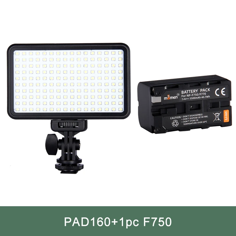 with 1pc F750 MAMEN 160 светодиодный кольцевой светильник с регулируемой яркостью для фотосъемки, светодиодный светильник для студийной фотосъемки, для Youtube, прямая передача на телефон, DSLR, красивый светильник - Цвет: with 1pc F750