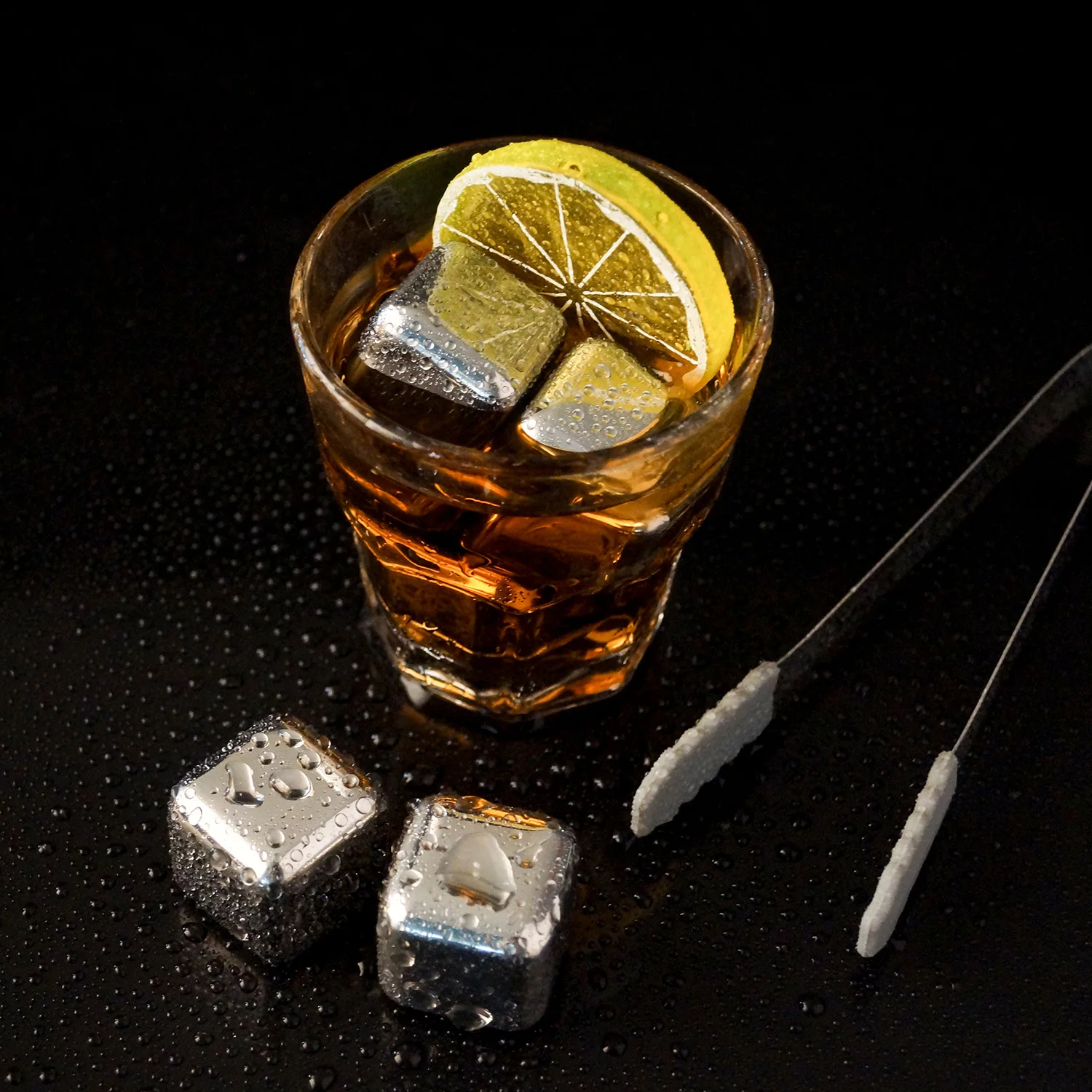 Golden Reusable 304 Stainless Steel Whisky Stones With Tongs Food Grade Quick Frozen Chilling Ice Cube Cooler For Wines & Drinks Golden Reusable 304 Stainless Steel Whisky Stones With Tongs Food Grade Quick Frozen Chilling Ice Cube Cooler For Wines & Drinks