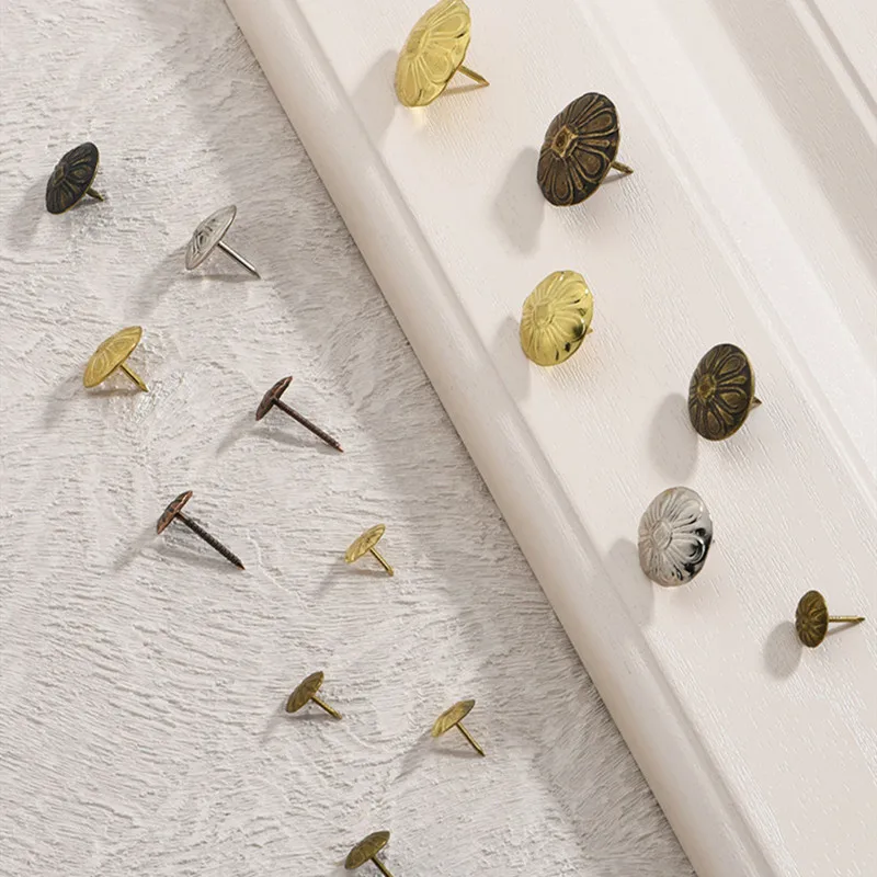 

100pc Antique Decorative metal Tack Frame Pushpin Nails for jewelry Gift Wine Case WoodenBox Sofa Stud Pushpin Doornail Hardware