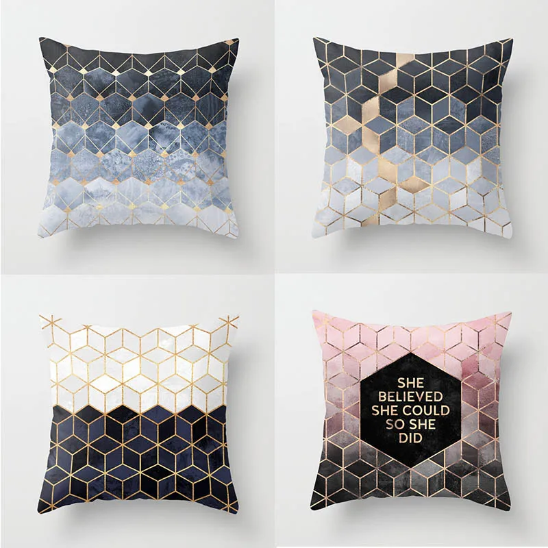 

For Pillows Cover Home Accessory Cover Polyester Pillow Case Geometric Nordic Style Black And White 1PC