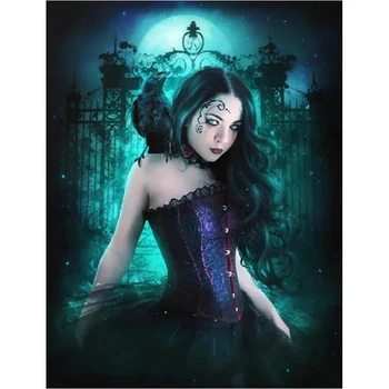 

Full diamond painting cross stitch Woman and crow square diy 5d diamond Embroidery Beauty Picture Rhinestones mosaic Handcraft