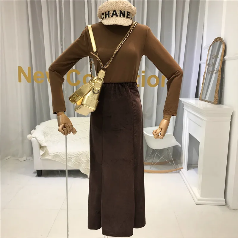 Бархатная винтажная длинная юбка женские юбки Mujer Moda Осень Зима Высокая талия юбка элегантные вечерние платья для женщин сексуальные