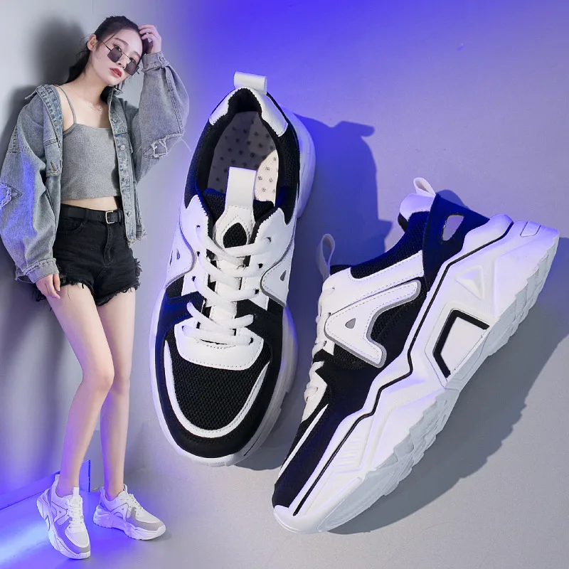 

Platform 2019 New Style Autumn Shoes Korean-style Breathable WOMEN'S Shoes with Semi-high Heeled Thick Bottomed Rubber Shoes Wom