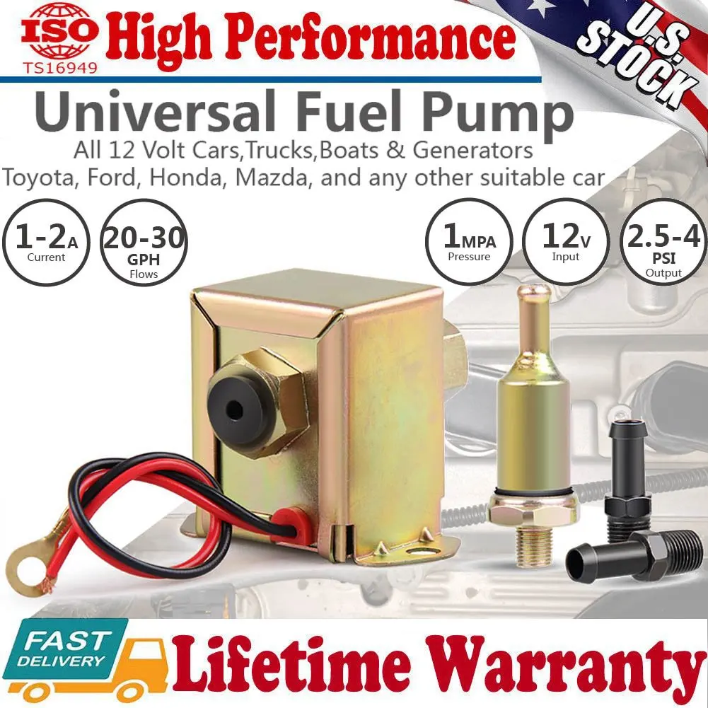 

12V Volt 2.5-4PSI Universal Fuel Pump Electric Inline Low Pressure Gas Diesel