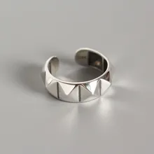 DAIWUJAN Plata de Ley 925 auténtica minimalista Hipster geométrica remache Punk ancho abrir índice anillos de dedo para la joyería de las mujeres