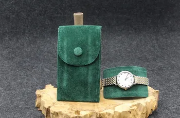 

Pack of 2 Green Velvet Watch Pouch w/ Divider Fit Rlx Others Watches