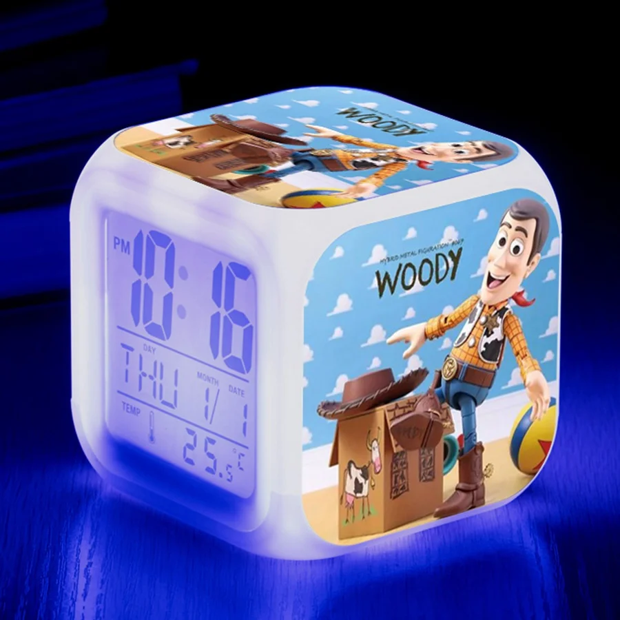 Toy story 4 buzz lightyear Вуди и Джесси будильник, светящийся светодиодный, изменение цвета, цифровые часы для детской комнаты, многофункциональные игрушки