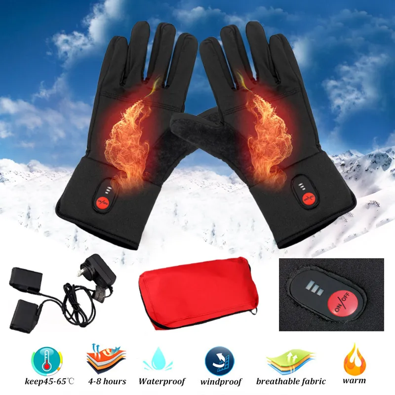 

1 Pair Electric Heating Gloves Battery Powered Thermal Heated Gloves For Men And Women Five-Finger Winter Hand Warmer Ski Gloves