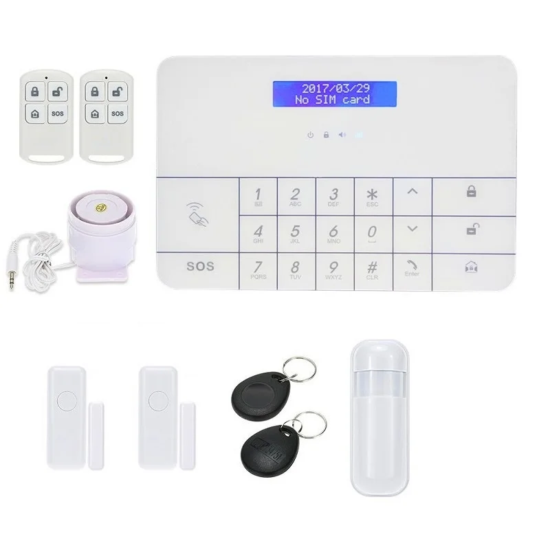 B Kit-White YPAY PG-100 Wireless Home GSM Security DIY Kit APP Control With Auto Dial Motion Detector Sensor Burglar Alarm System - Цвет: B Kit-White