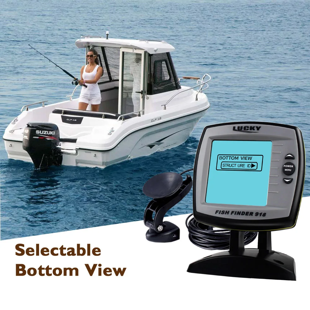 

Hot New fish finder FF918-180S fishing fish in english Wired sensor fishfinder 45 degrees sonar fish lure echo lcd