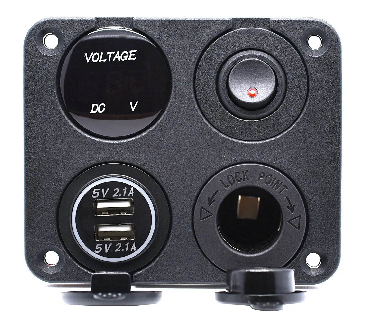 Двойное зарядное устройство USB 2.1A 2.1A вольтметр 12V розетка+ переключатель включения-выключения для автомобилей лодка морской грузовик Camper транспортные средства(красный