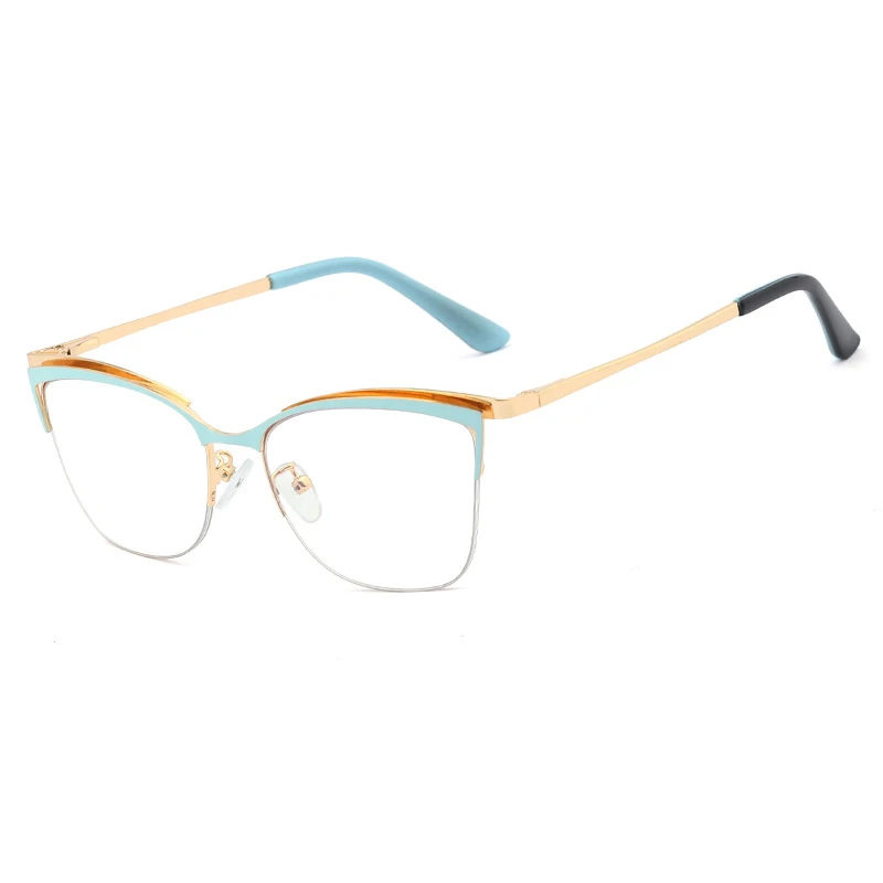 48282 Half Frame Cat Eye Anti Blue Light Optical Glasses Frames Women Fashion Computer Eyeglasses blue light filter glasses Blue Light Blocking Glasses