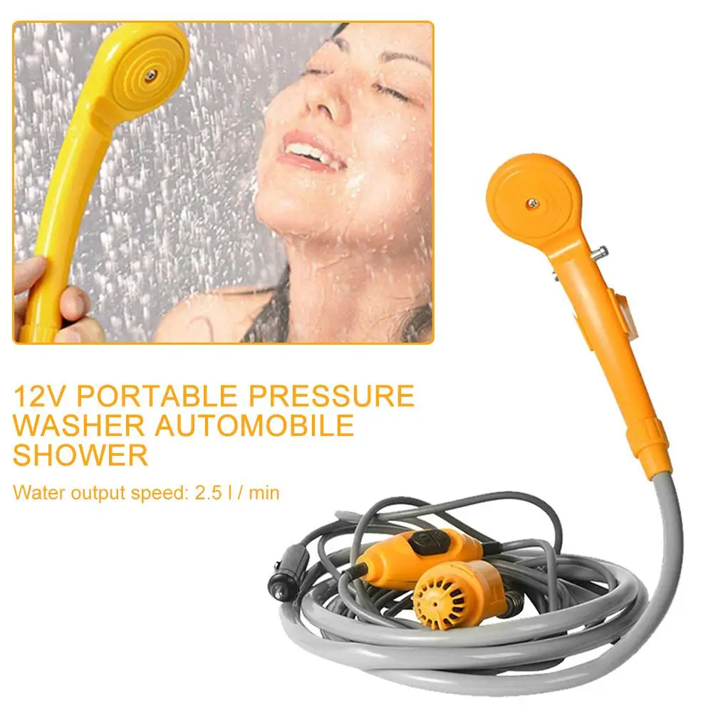 Car Washer 12V Portable Pressure Washer Car Shower Washer Set Electric Pump Outdoor Camping Car Wash Travel Cleaning Tool