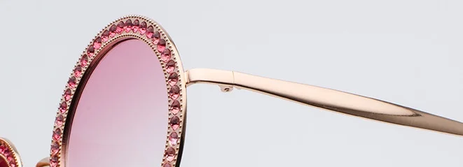 RBRARE Luxury Brand Sunglasses Women Crystal With Diamond Metal Frame Retro Gradient Sun Glasses Female Round Sunglasses