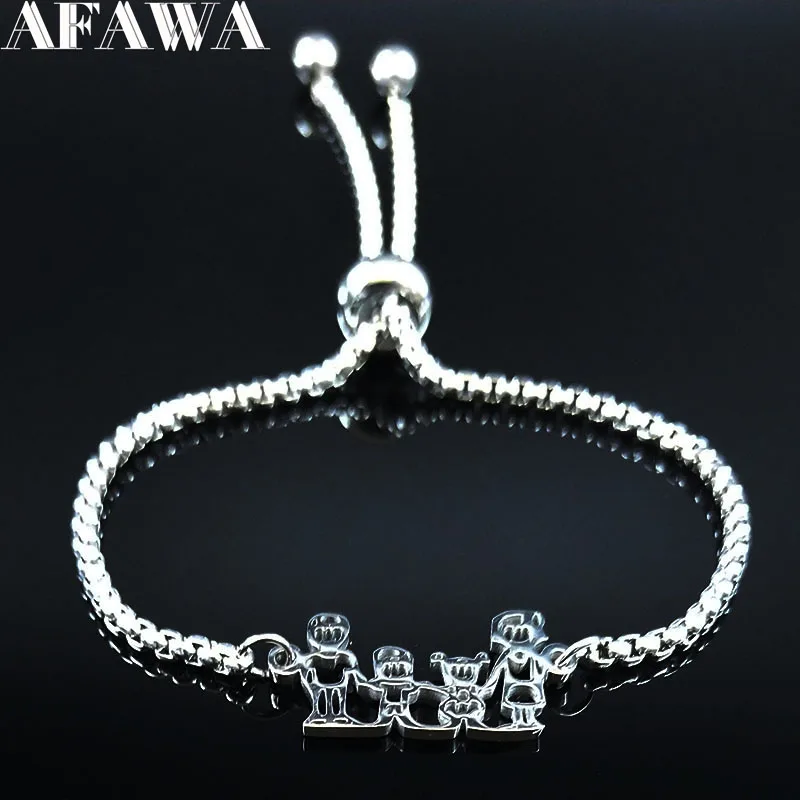 Семейный Браслет из нержавеющей стали для папы, мамы, сына и дочери, женский серебряный браслет-цепочка, ювелирные изделия, pulseira feminina B18596