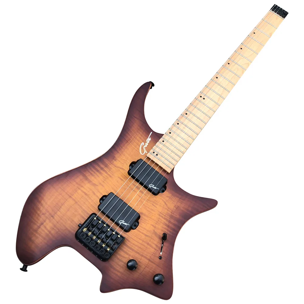 Sunburst Flame Maple безголовая электрическая гитара высшего качества корпус из красного