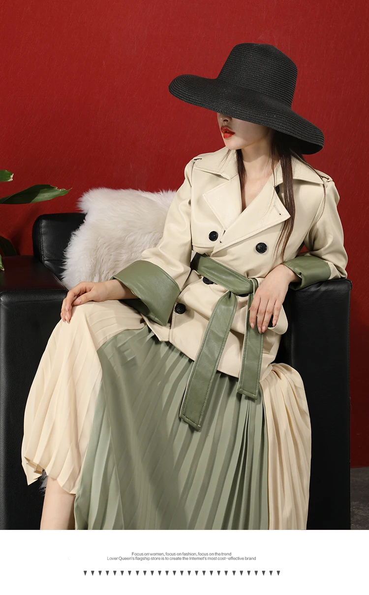 SuperAen Europe Fashion Women Skirt Casual Wild Cotton Pleated Skirt Female Autumn and Winter New Solid Color Skirts Female