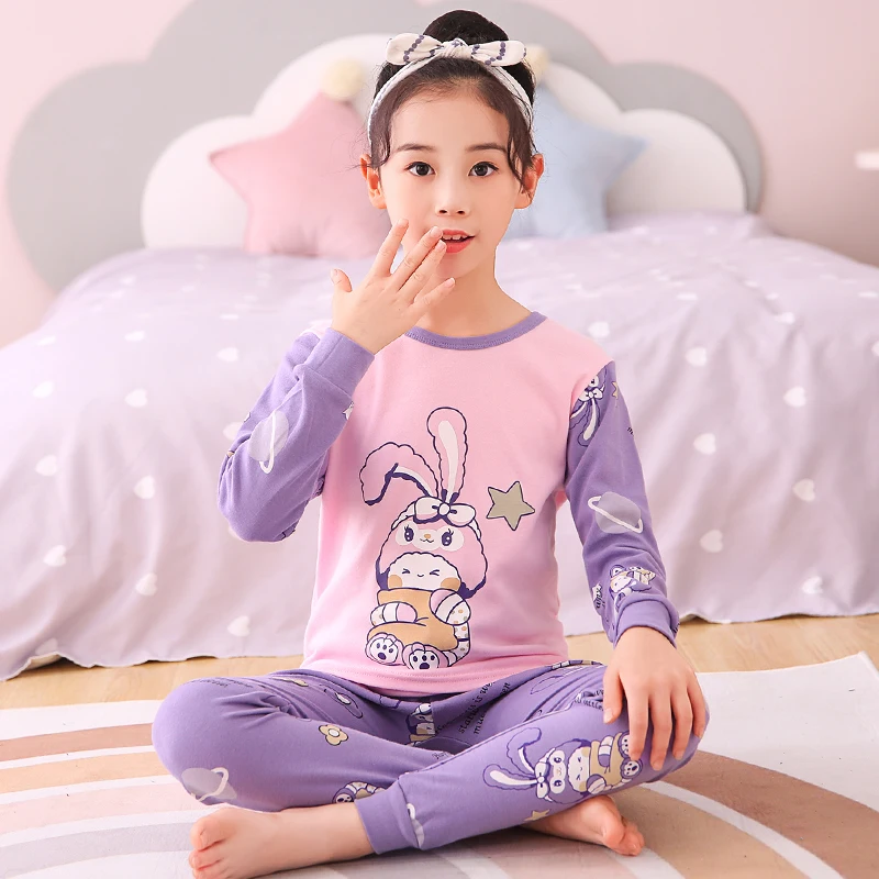 Boys Girls Pajamas Autumn Winter Long sleeve Children's Clothing Sleepwear Cotton Pyjamas Sets For Kids 2 4 6 8 10 12 14 Years baby nightgown newborn