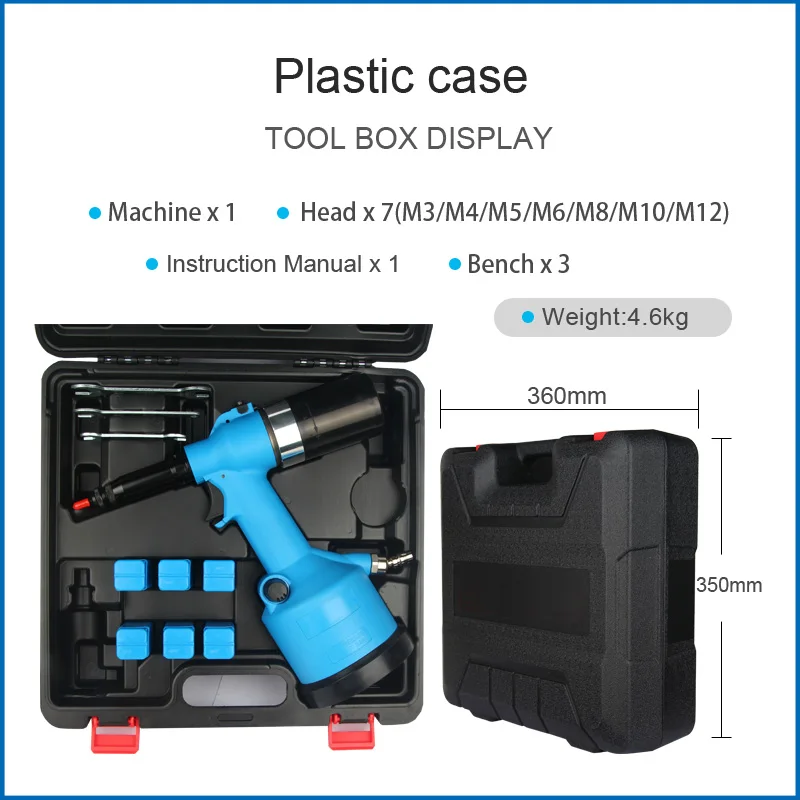 Automatic Air Rivet Nuts M3-M12 Tool Pneumatic Nut Riveter Pistol Riveter Machine