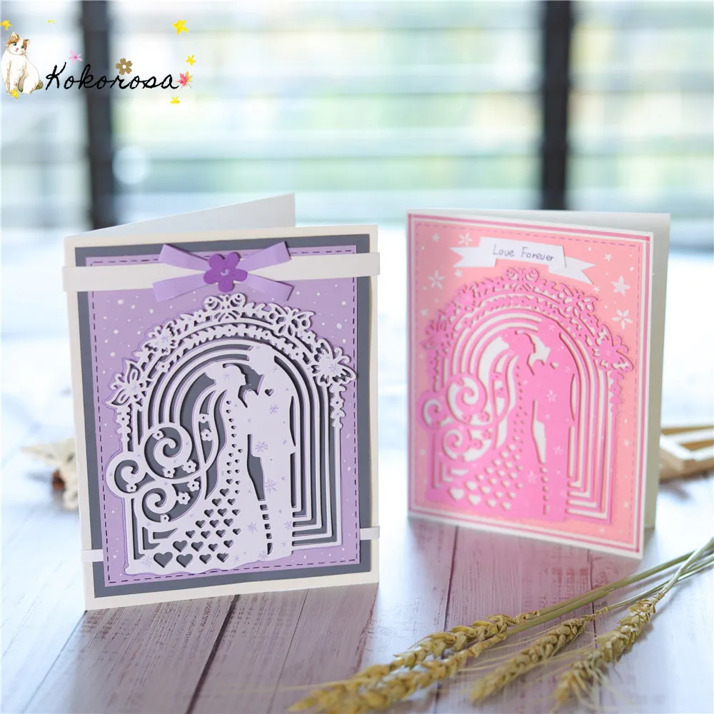  Kokorosa Craft Metal Cutting Die Bride and Groom Wedding Invitation for DIY Scrapbooking Paper Craf - 4000544095695