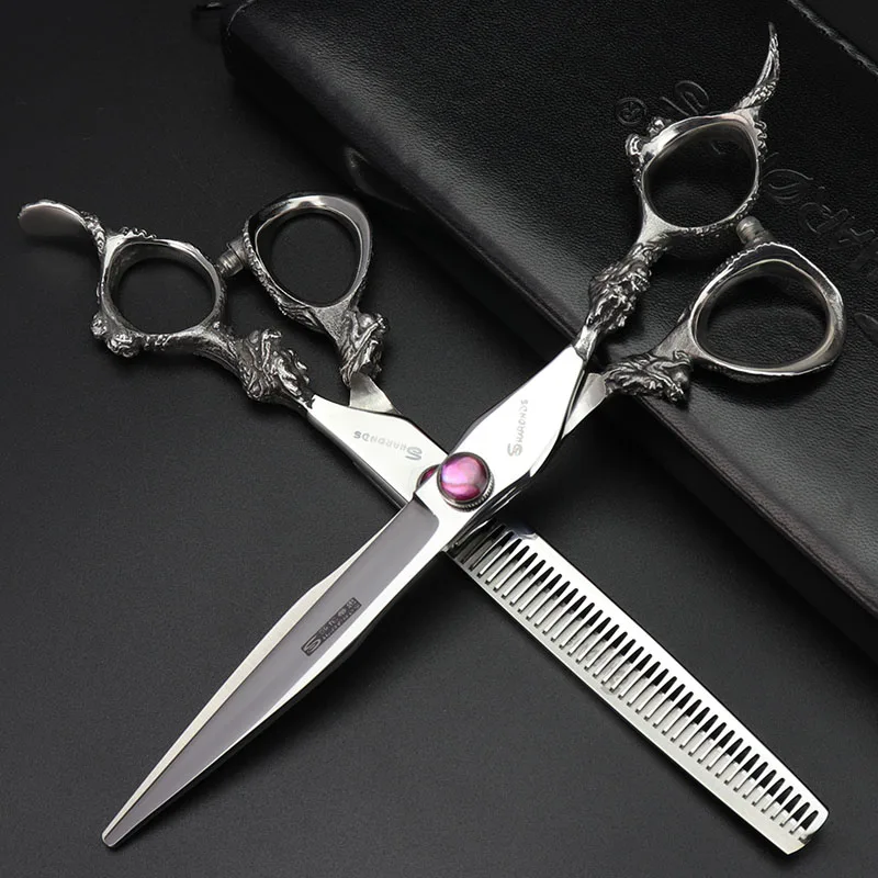 purple set 20-25 7 дюймов, 8 дюймов, 9 дюймов, красивые ножницы для стрижки волос домашних животных, набор профессиональных ножниц для кошек, собак, инструмент для моделирования - Цвет: purple set 20-25