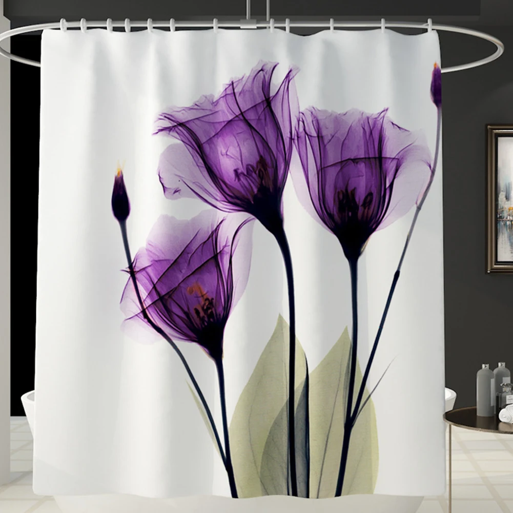 4 шт. Домашние коврики для ванной комнаты водяная Лилия подвесная Нескользящая душевая занавеска в комплекте декоративная моющаяся Защитная Цветочная печать
