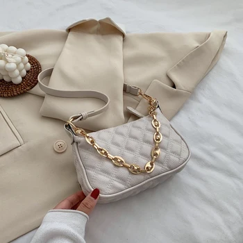 

Solid Color Crossbody Bags For Women 2020 PU Leather Baguette Shoulder Bags Hand Bag Personality Wild Simple Handbag