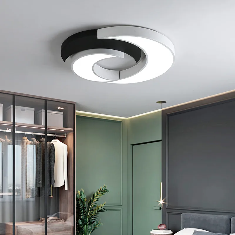 

Japanese Round Geometry Simple Black White led Metal Iron Circular Bed Room Lighting Modern Home Light Lamp Ceiling For Bedroom