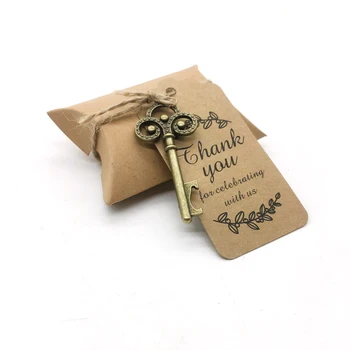 

New 50set Skeleton Key Bottle Opener with Tag Card and Box Wedding Souvenirs Party Decoration Favors for Guest