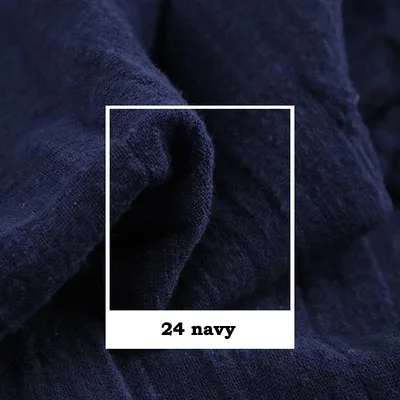 24 navy Художественный Ретро Slub креп хлопок/лен белый желтый оранжевый кофе темно серый красный мягкая ткань для ручной работы летнее платье Блузка - Цвет: 24 navy
