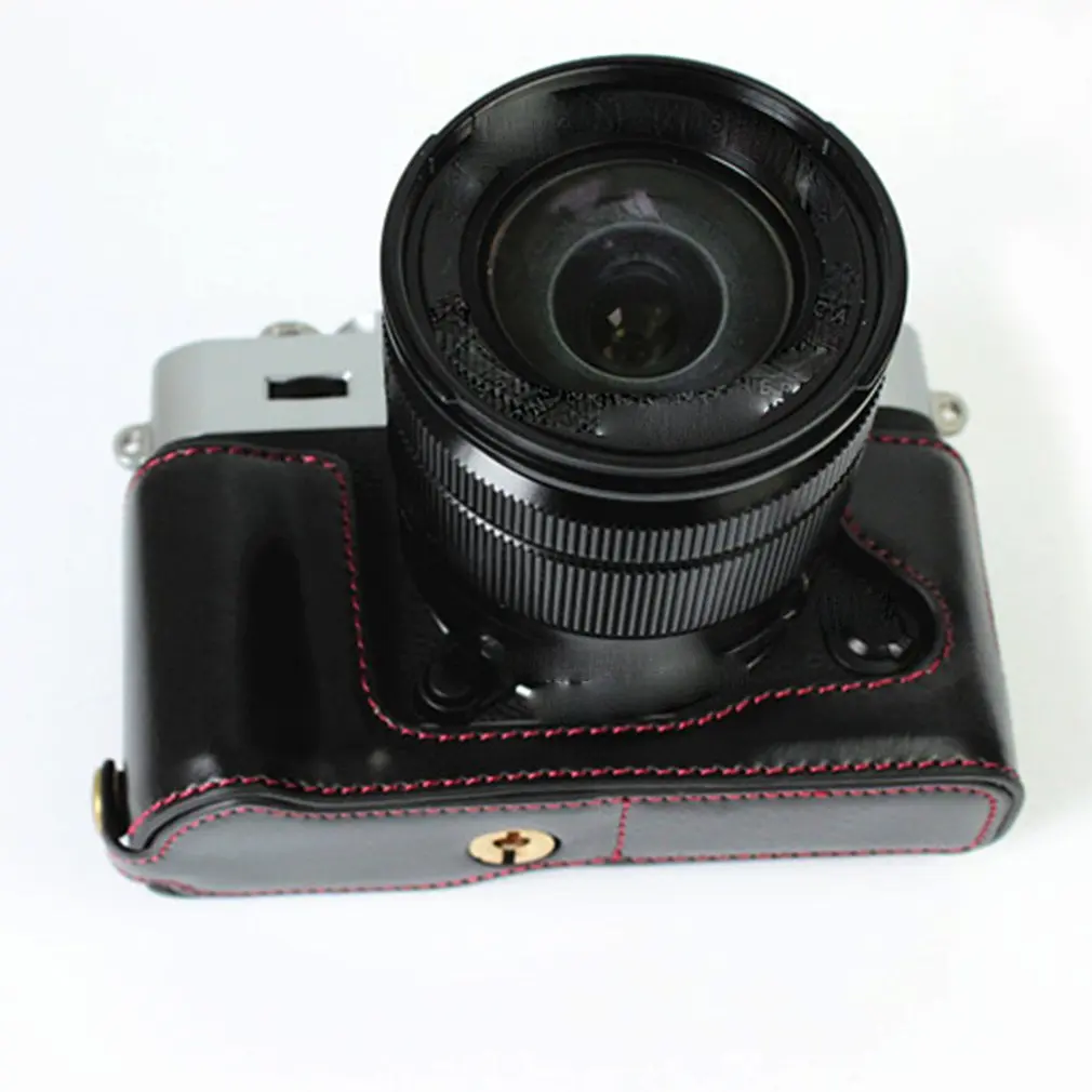 black PU кожаный чехол для камеры чехол для Fujifilm Xt-10 X-T20 Защита прочный портативный получехол нижний чехол - Цвет: black