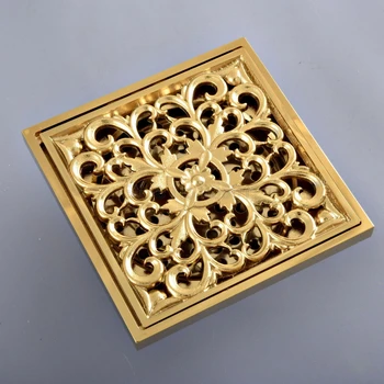 ทองสีทองเหลืองท่อระบายน้ําชั้นห้องอาบน้ําฝักบัวท่อระบายน้ําชั้นห้องน้ําระงับกลิ่นกายยูโรสแควร์ท่อระบายน้ําชั้นกรองฝาครอบตะแกรงเสีย thr095 1