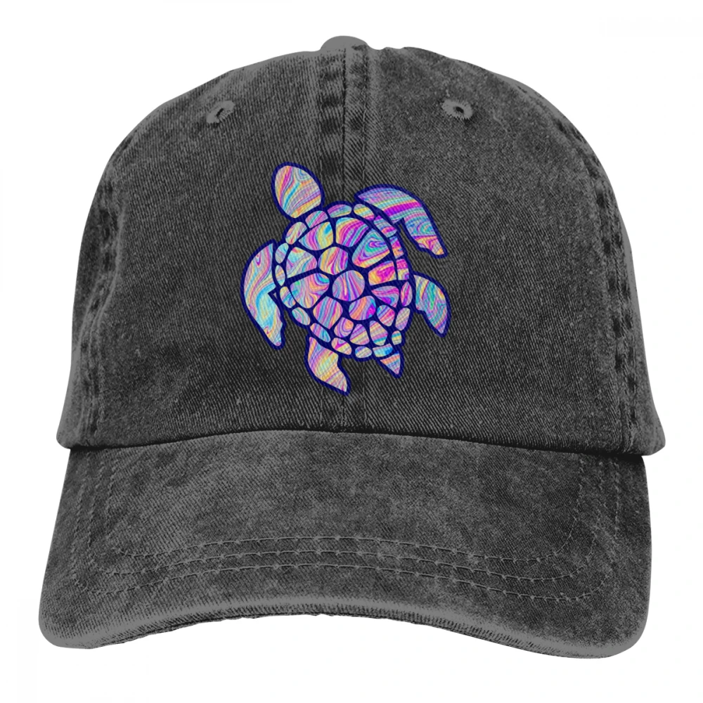 Краситель галстук морская черепаха Casquette черный унисекс Мужские Женские джинсовые бейсболка с ремешком кепки Регулируемый Гольф папа шляпа