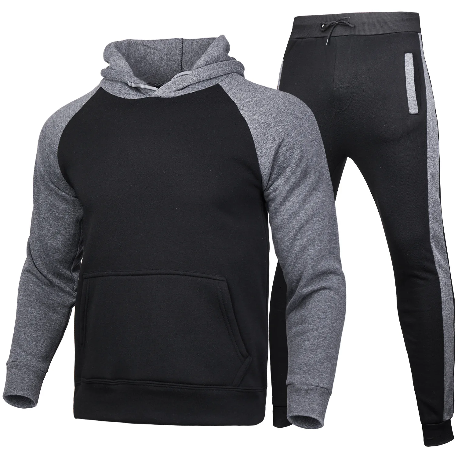 Men Women Patchwork Hoodies+Pants Sets Tracksuit Students Running Fitness Sportswear Casual Pullover Sweat Suits Couples Outwear
