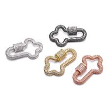 

2PCS, Top Hollow Cross shaped CZ Screw Clasps Connector Lock Carabiner Findings