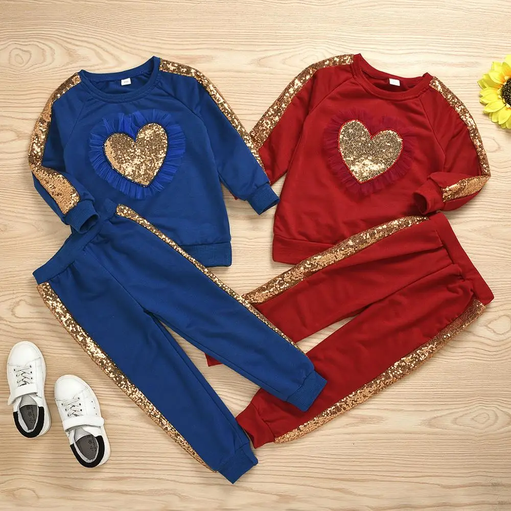 Милый комплект одежды с блестками для маленьких девочек от 1 года до 4 лет