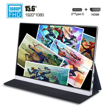 

Ultra thin 15.6 portable monitor1080 IPS HDR screen USB Type C HDMI display for PC laptop Ps4 Switch Xbox