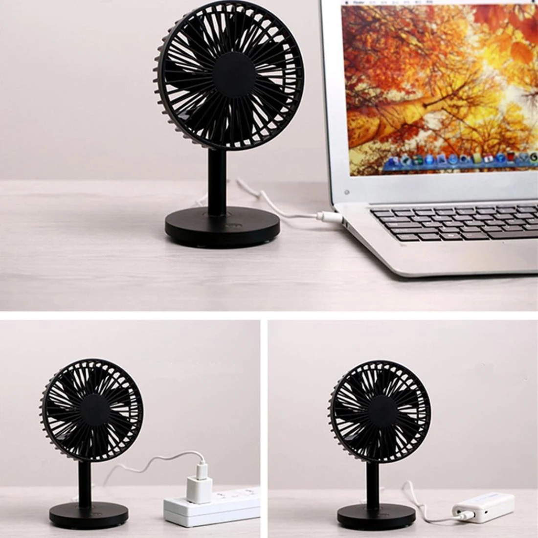 Protable Desktop Fan USB Mini Electric Fan Table Fan 3-Speed Wind Adjustable