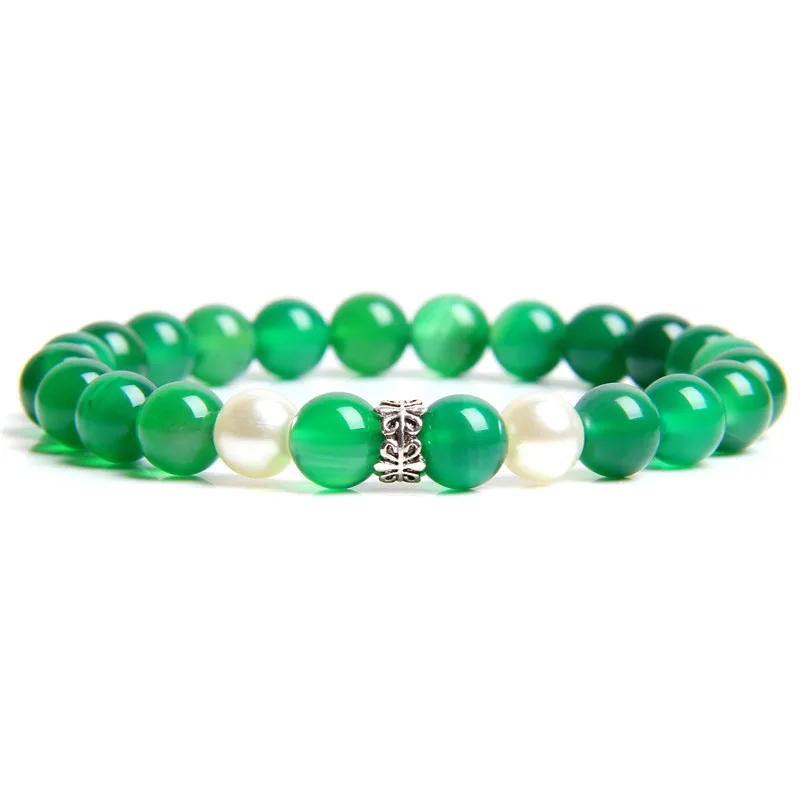 Женский натуральный зеленый агат бусины жемчужный браслет для женщин дамы femme с