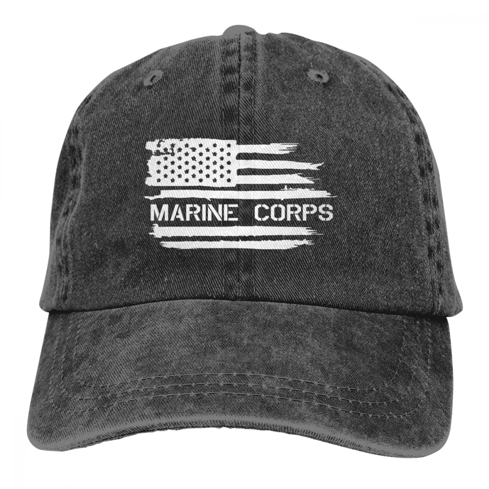 Американский флаг морская пехота USMC Casquette черный унисекс Мужские Женские джинсовые бейсболка с ремешком кепки Регулируемый Гольф папа шляпа