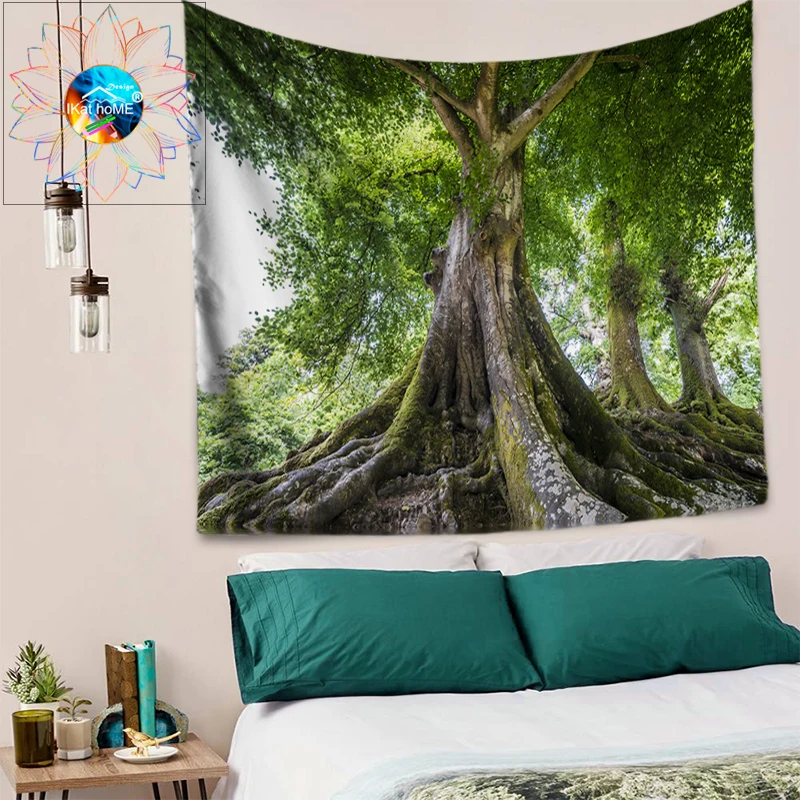 Большой гобелен с изображением деревьев большая стена висящая 3D Бохо стена индийские гобелены коврик с мандалой в стиле хиппи богемный декоративный настенный ковер ткань